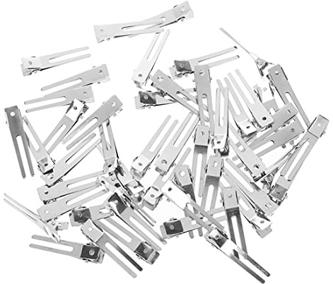 50 Stück Frisur Doppel Zinken Pin Curl Einstellung Abschnitt Haarspangen Metall Alligator Clips Silber Haarnadeln für Haarverlängerungen