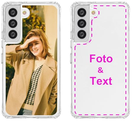 MXCUSTOM Personalisierte Handyhülle für Samsung Galaxy S22 5G, Benutzerdefiniert Hülle mit Eigenem Foto Bild Text Schutzhülle [Weicher Polsterstoßfänger + Harter Rückseite] (HIC-CR-P1)