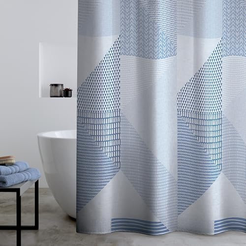 Catherine Lansfield Larsson Geo 180x180cm Shower Curtain Panel Blue