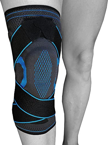 Rodilleras Menisco y Ligamento Deportiva Ajustable Con Almohadilla de Gel en la Rótula y Estabilizadores Laterales. Rodillera Deportiva de Comprensión Con Elásticos Ajustables Para Aliviar Dolor (M)