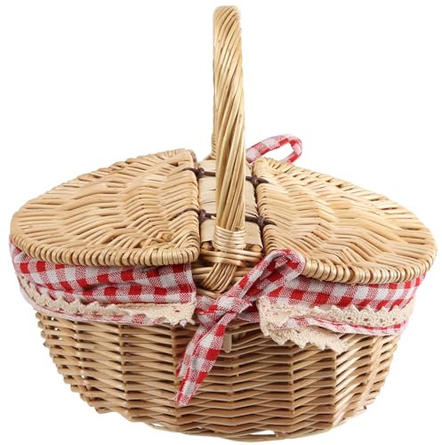 Juwaacoo Picknickkorb Landhausstil mit Deckel und und Einlagen für Picknicks, Partys und Grillabende