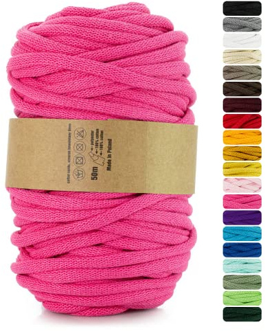 Netuno 1x corda macramè colorata fucsia 9 mm 50 m corda in cotone anima in poliestere filo spago uncinetto ferri da maglia decorazioni cordoncino colorato cavo