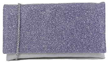 LONI Bolso de hombro con lentejuelas brillantes para fiesta de noche, Lila, M, Bolso de mano