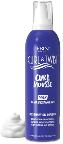 Curl & Twist Supreme Curl Detangling Mousse 12.49 fl oz/354ml Infused with Rosemary, Olive, and Castor Oil Adds Moisture to Prevent Dryness Enhances Curl Definition and Manageability Lightweight