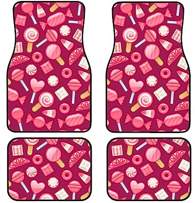 Pink Candy Auto-Fußmatten, rutschfest, für vorne und hinten, Set mit 4 Stück, für Autozubehör