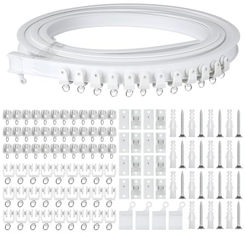 5m Flexible Gardinenschiene Biegbare Vorhangschiene Decken Flexible Vorhangschiene Weiß Vorhang Schienensystem Deckenschiene mit Montage Zubehör für Zimmer, Balkone, Büros