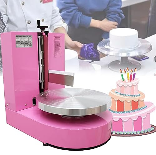 DOZPAL Baking Birthday Cake Tools Automatic Decorating Cake Coating Smoothing Scraping Machine Cake Cream Smoother Adjustable Cake Scraper for 4-12inch Cake,Pink