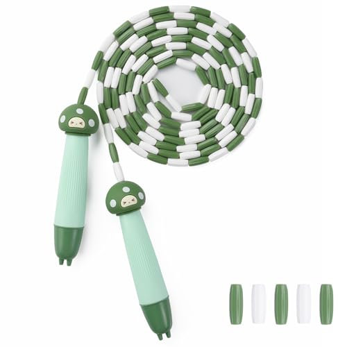 OTraki Skipping Rope for Kids, 2.8M/9Ft Kids Skipping Rope Adjustable Beaded Jump Rope Slip Resistant Skipping Ropes for Children Boys Girls Fitness