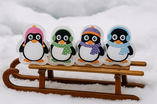 KAMACA 4er Set Taschenwärmer Pinguine Taschenheizkissen Handwärmer Taschenofen schnell Wieder warme Hände Wiederverwendbare Wärmekissen (4er Set Pinguine)