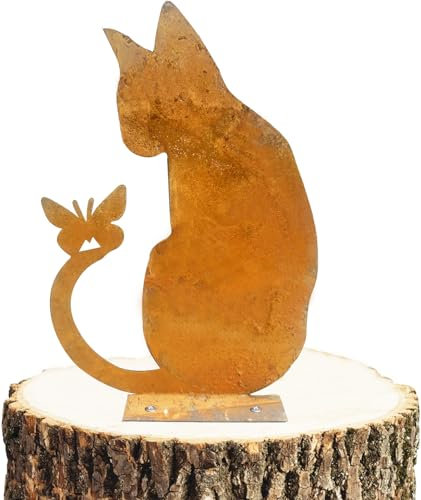 GUOSIYAO Chat Rouillé Décoration Jardin Rouille Réutilisable Décoration Jardin en Métal Aspect Rouille Décoration De Jardin en Forme De Chat pour Décoration De Noël Balcon Et Terrasse De Jardin