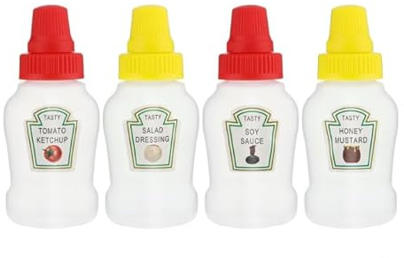 Mini-Quetschflaschen, 23 ml, kleine Ketchup-Flasche, nachfüllbar, Kunststoff, Gewürzbehälter, Dressing-Saucenflasche für Marmelade, Honig, Sirup, Salat, Kinder-Lunchzubehör, Dressing und