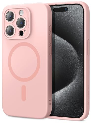 ESR for iPhone 15 Pro Max Case for MagSafe, Silicone Phone Case, Pink | Military-Grade Drop Protection, Slim, Soft Microfiber Lining