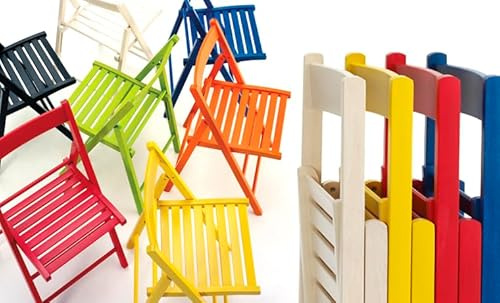 ZStyle Chaise pliante en bois coloré peu encombrant pour jardin, terrasse, pliable, bar, restaurant, lumière, camping, salle à manger, cuisine, bois massif de hêtre (6, rouge)
