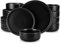 vancasso Black Dinner Set, Stoneware Dinner Sets for 6 People, 18-Piece Elegant Crockery Set with Dinner Plates, Dessert Plate, Cereal Bowls and Pasta Bowls