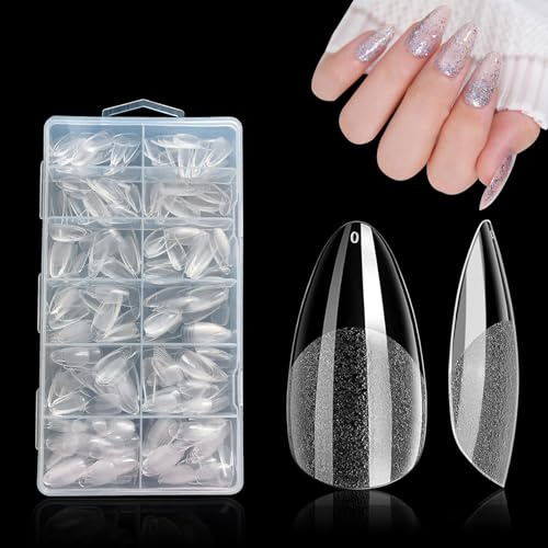 SanFangyue Almond Nail Tips-552Pcs Soft Full Cover Nail Tips for Nails Extensions, No File False French Nail Tips for Manicure Salons Nail Art