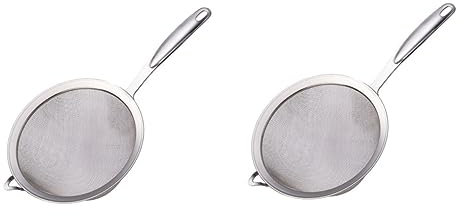 CAFIEDR 2-teiliges Edelstahl-Handmehlsieb-Set – Multifunktionales Küchensieb mit Maschensieb zum Backen – rundes Mehlsieb für präzises Filtern