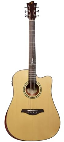 Sevinia Signature Series Electro-Acoustic Guitar | All-Solid Body, Solid Spruce Top with Mahogany Back & Sides, Tuner, 3 Band EQ, Supplied with Padded Gig Bag & Strap | Body style: Western