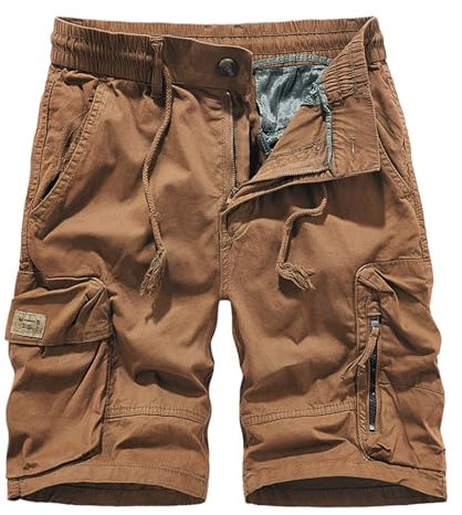 SRZYMJ Kurze Hose Herren Sommer Cotton Shorts Men Herren Kurze Hosen Sommer XXL Cargo Shorts Herren Kariert Sommer Freizeithose Kaffee Chino Hose Herren Slim Fit Cargo Shorts Herren 34