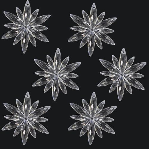 6 Pcs Acrylic Snowflake Ornaments Transparent Crystal Snowflake Christmas Tree Ornaments Pendant, for Christmas Winter Theme Party DIY Decoration, 2.5Inches