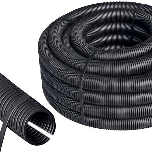 ISOLATECH Tube annelé Fendu DI Ø13mm DE Ø17mm x 5m PP Noir | REACH Et RoHS, Pour Intérieur Et Extérieur, Résistant De -45°C À +125°C, 240h À +150°C