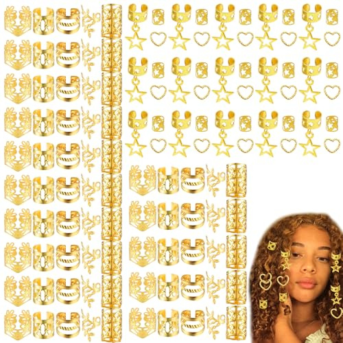 Katyjun 90 Stück Haarschmuck Gold Piraten Haarringe, Braids Dreadlocks
