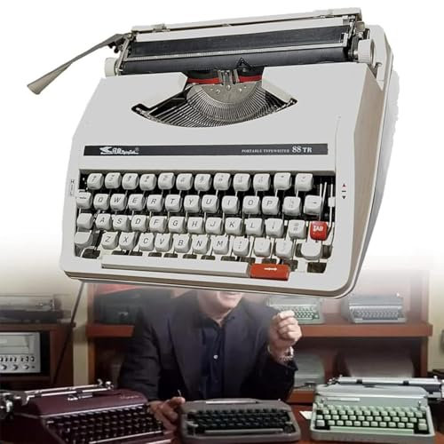 YMAOMAO Tragbare manuelle Schreibmaschine, Klassische manuelle Schreibmaschine, antike Schreibmaschine, Vintage-Schreibmaschinendekor für Zuhause oder das Büro, einfache Einrichtung, passend,White