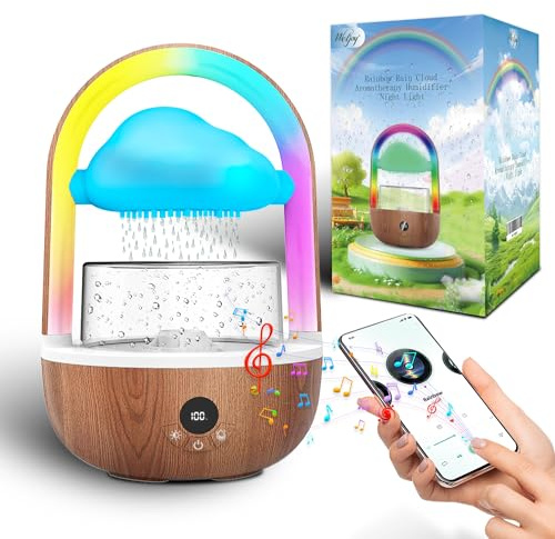 Diffusor für Ätherische Öle Mit Regenbogenlicht, Weljoy Aroma Diffuser Mit Wassertropfen, Diffuser Luftbefeuchter Mit Exklusive APP-Verbindung, Wassertropfen Sound Für Schlafen/Entspannung