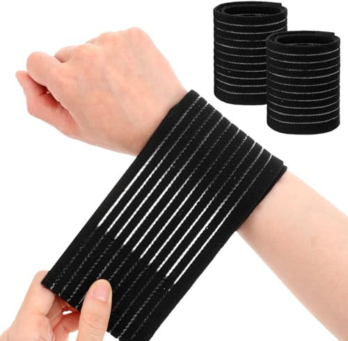 Ouligay 2 Stück Elastische Handgelenk Bandagen Sport Handbandage Handgelenk Handgelenkbandage Atmungsaktiv Klettverschluss Handgelenkstütze für Fitnessstudio Tennis Krafttraining Männer Frauen