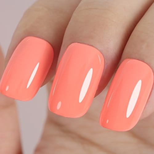 TUTUYU Neon Light Coral Gel Nail Polish, 12 ml blötläggning UV korall orange gel polering för gör-det-själv nagelkonst start eller manikyrsalong, sommar höstfärger gellack