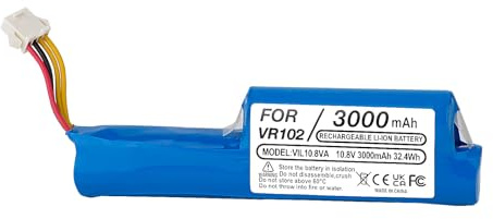 Batteria Li-Ion 10,8V 3000mAh compatibile con Vileda VR 102, VR One, VR 201 PetPro, VR 303 Robot Aspirapolvere, Ricambio per 0769-03, 167129, 18650-AA - Maggiore Capacità, Durata Prolungata