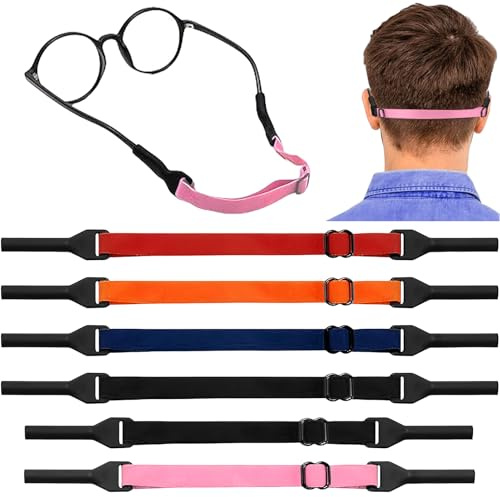 6 Piezas Ajustable Cordones para Gafas, Cordón para Gafas Antideslizante, Correa Elástica Deportiva para Gafas, Cordon Gafas para Niños Hombre Mujer, Adecuado para Gafas de Sol y Gafas de Lectura
