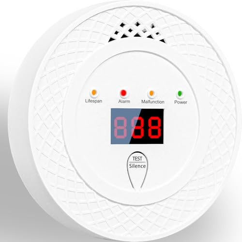 Carbon Monoxide Detector with LCD Display, CO Alarm Detectors,Battery Operated, Home and Car CO Alarm (whit e)