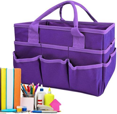 MLqkpwy Borsa per attrezzi da giardinaggio, 33 x 15 x 22 cm, borsa portaoggetti da giardino con tasche e tracolla lunga regolabile, organizer Oxford per attrezzi a mano, con manico e 8 tasche spaziose