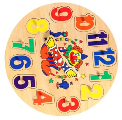 Yardwe Spielzeug Holzuhr Zahlenpuzzle 1 Satz für Kinder Lernspielzeug | Kindergarten Geeignet, Fördert Farb und Formerkennung, 1 Satz für Vorschulkinder