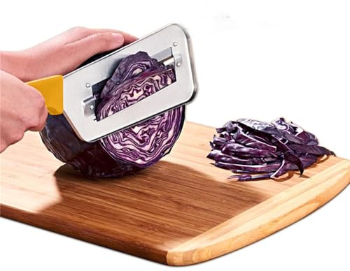 Multifunctional Vegetable Cutter,2025 New Stainless Steel Shredder Knife Double-Layer Slicer,Cabbage Slicer Grater,Fruit Peeler Durable Kitchen Tool(Yellow,29.8 cm)