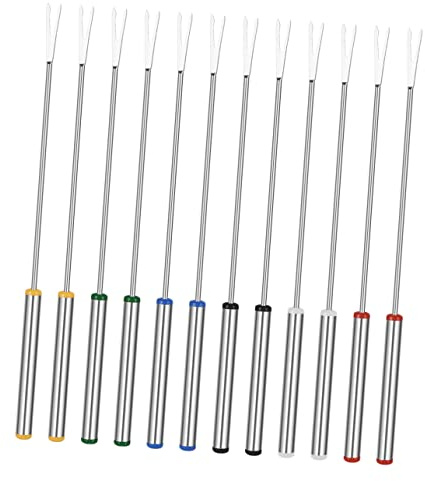 Alipis Lot de 12 Fourchettes à Fondue 24 Cm en Acier Inoxydable avec Manche Isolant Résistant la Chaleur pour Dessert Fruits Fondues Soirée Convivialité Couleur Aléatoire