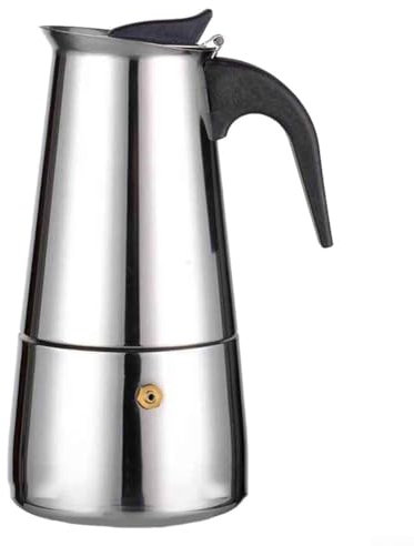 Cafetera de acero inoxidable con mango ergonómico y regulación de presión, perfecta para preparar café rico y sabroso (300 ml)