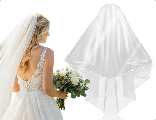 AOYEGIC slöja brud, elegant satinkant slöja med kam, mjuk tyll bröllop huvudbonad, för frieri, bröllop, fotografering, svensexa