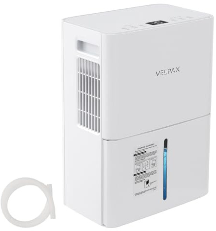 16L/Day Dehumidifiers for Home, Compressor Dehumidifier with Digital Display, 3 Modes (Laundry/Dry/Continuous), Ultra-Quiet, 24H Timer, 2 Drainage Options, Portable for Damp, Laundry Drying