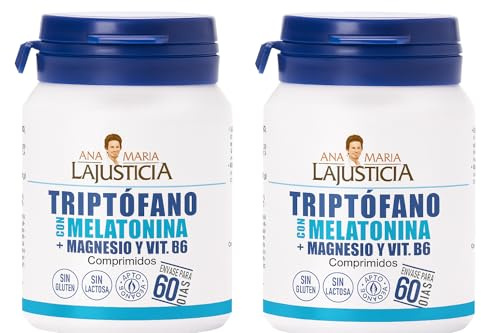Triptófano con melatonina + magnesio + VIT B6 | PACK 2 UNIDADES| 120 Comprimidos | ANA MARIA LA JUSTICIA | ROXUSH