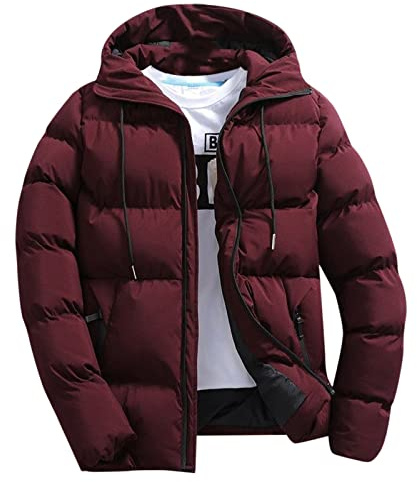 Generico Piumino Uomo Piumino Invernale Uomo Caldo Giubbotto Invernale Antivento Giacca Elegante Giacche Invernali Cappotto con Zip e Cappuccio Giacca Da Lavoro Jacket Trapuntata Leggero Cotone