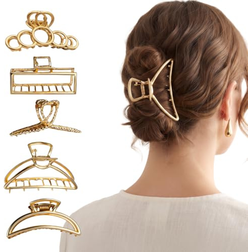 Pinze per Capelli in Metallo, 5 Pezzi Mollettone Capelli Donna, Pinza Antiscivolo in Metallo per Donna, Accessori per Ragazze e Parrucchieri, Fermaglio Elegante per Chiome Spesse