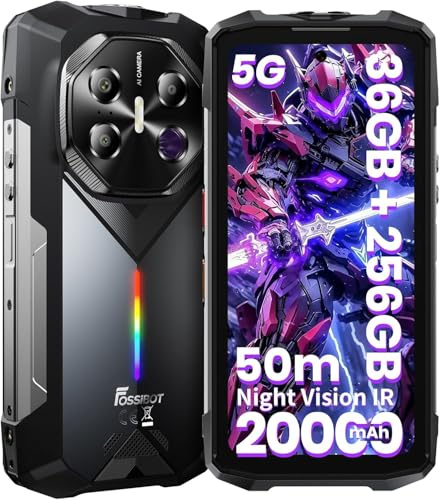 FOSSiBOT F113 20000mAh/33W 5G Outdoor Handy, MediaTek Dimensity 7050+36GB+256GB/2TB Outdoor Handy Ohne Vertrag, 6,78 FHD+ 120 Hz Gorilla-Glas Android 15, 50 m Reichweite 64 MP Nachtkamera