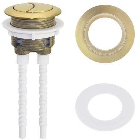 SiaBiced Botón de Descarga Doble Pulsador Repuesto Botón Cisterna Baño Botón Presión Redondo Pulsador Universal PP Material Funcional Adecuado para Baños, Oro