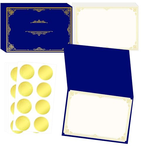 75 Certificate Holders for Award, Certificate Sleeves & Printable Paper with Gold Seal Stickers for Business Award, Graduation,Diplomas, Employee Recognition (25 Paper +25 Stickers+25 Holder)