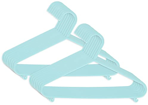 Bieco - Perchas infantiles, colores lisos turquesa, 16 unidades