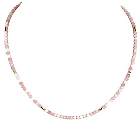 Andenopal Kette - rosa Halskette - 925 Silber vergoldet - Steinkette