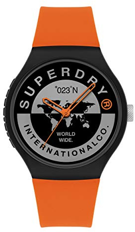 Superdry Herrenuhr URBAN XL International, Black, 3 Zeiger, Cardb., Gehäuse: KST, Band: Silikon, 5 ATM, 43MM