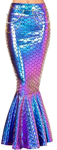 Spooktacular Creations vuxen metalliskt hologram glänsande sjöjungfrukjol kostym rollspel för halloween kostymer festevenemang, mång, XL