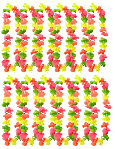 UV FLOOR - Neonfarbene Blumenkette - Premium-Qualität - Neonfarbenes Zubehör - Party - Kostüm - 12er-Set